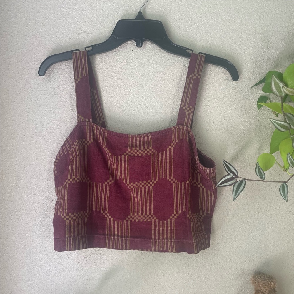 Paloma Wool Red and Brown Boxy Crop Tank Top